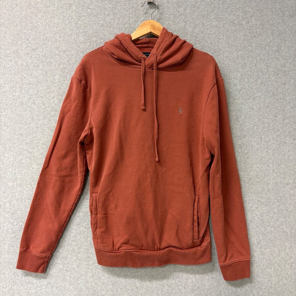 AllSaints Raven Ramskull Hoodie XS Rust Cotton Pullover Sweatshirt